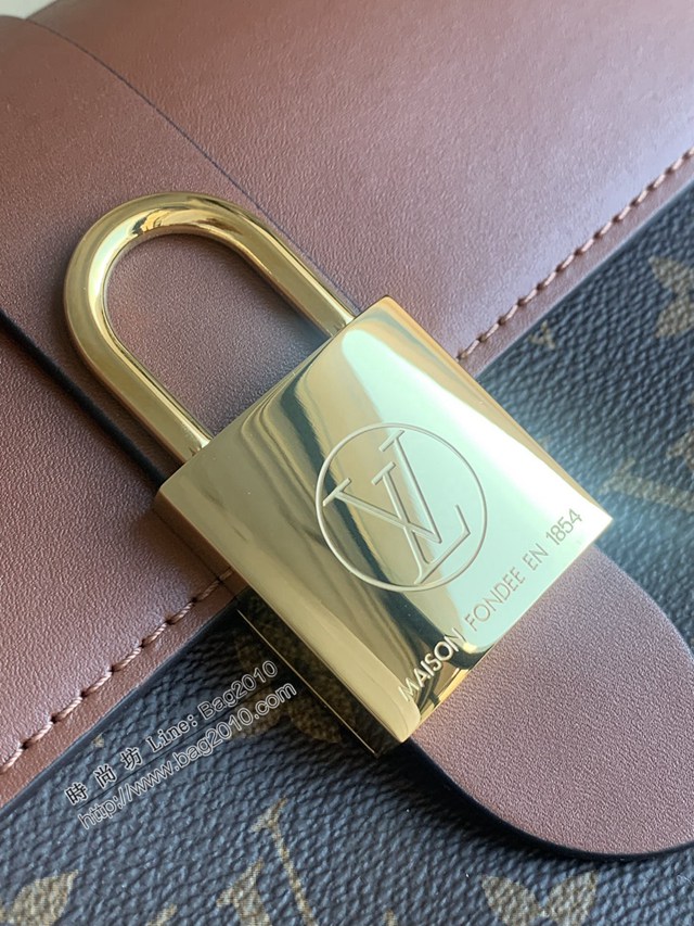 LV專櫃經典款特級全鋼法國原廠皮LOCKY BB手袋 M44654 路易威登老花鎖頭包 dn1221